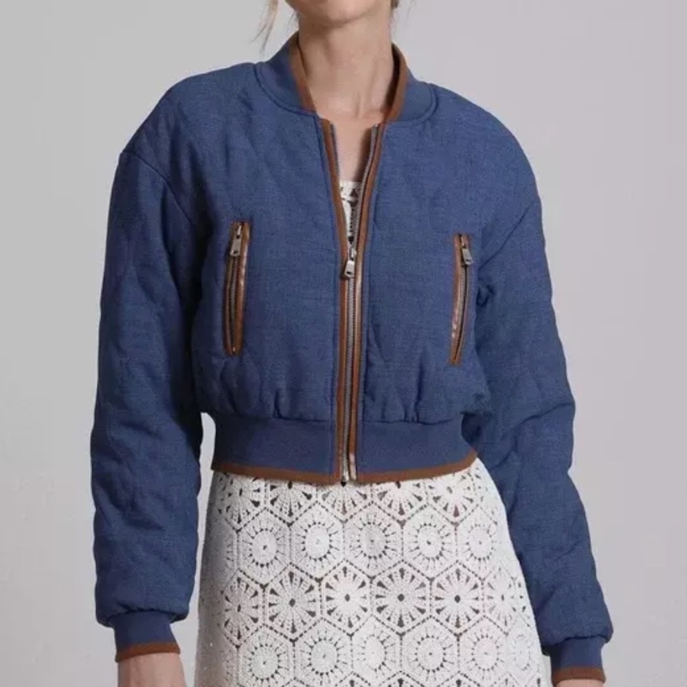 7 FOR ALL MANKIND Quilted Chambray Bomber Jacket
